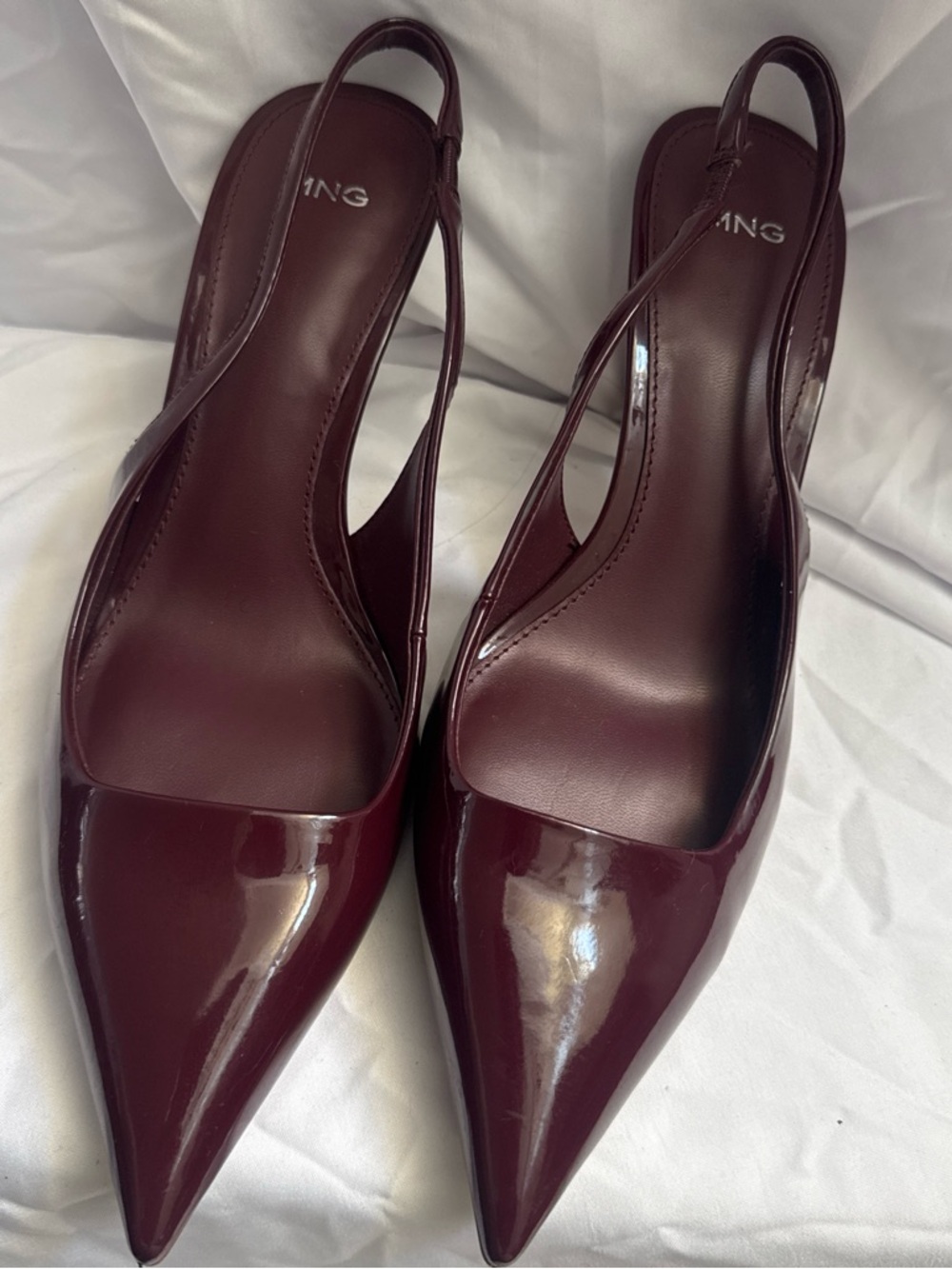 Mango Burgundy Patent Pointed-Toe Slingback Heels - Picture 5 of 5